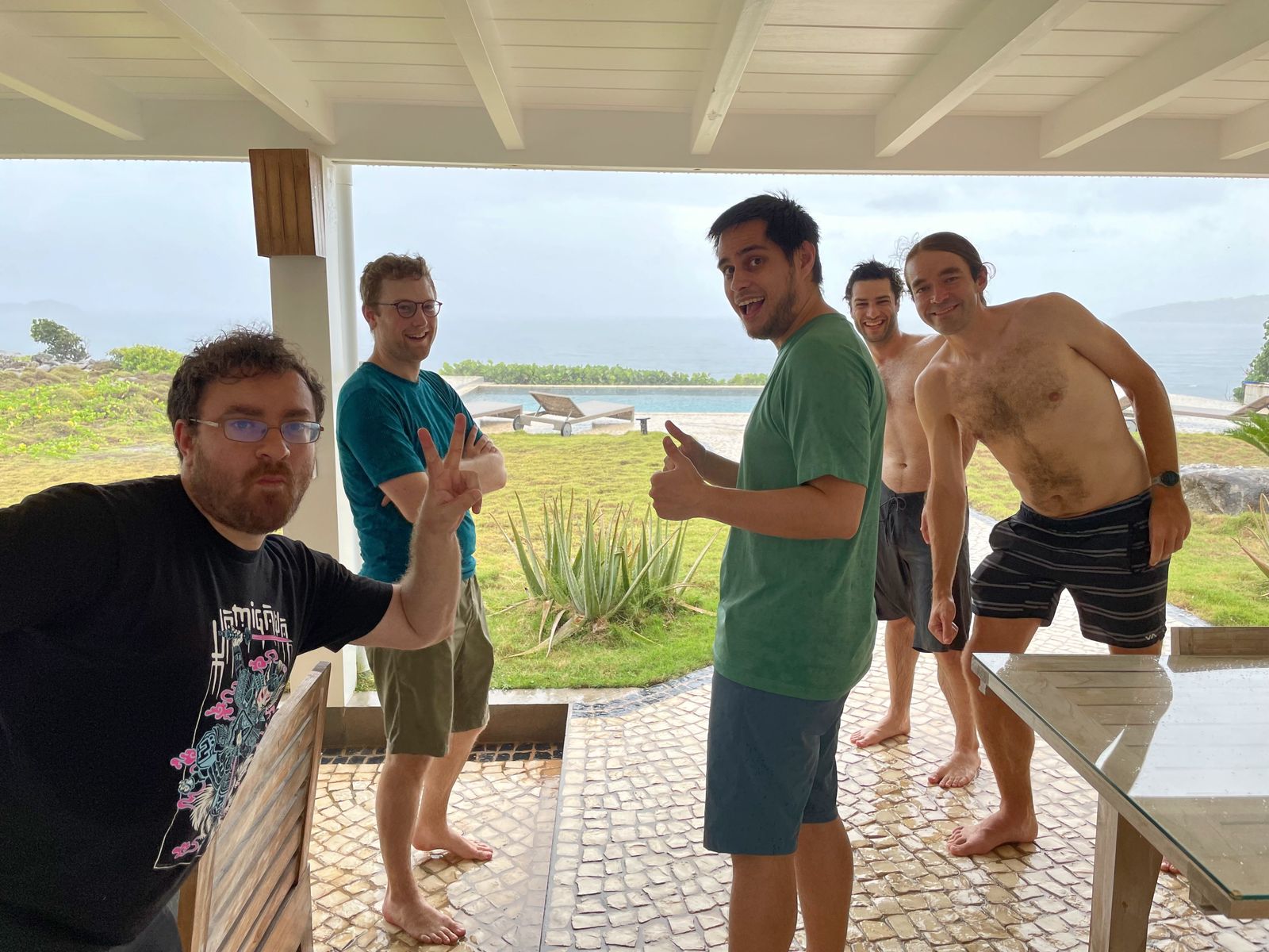 Hanging out with friends in a tropical location