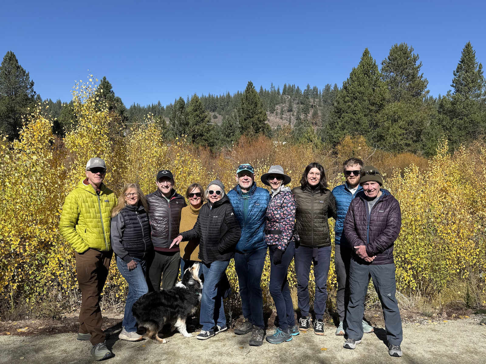 Extended family in puffy jackets